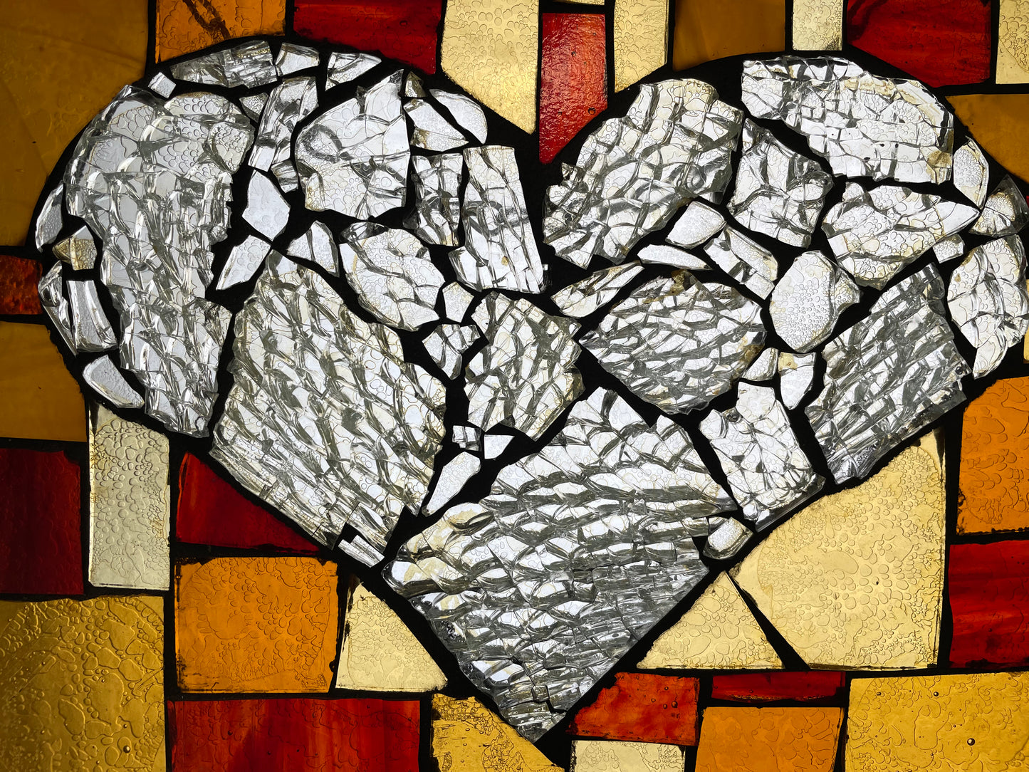 Stained Glass Crackled Heart