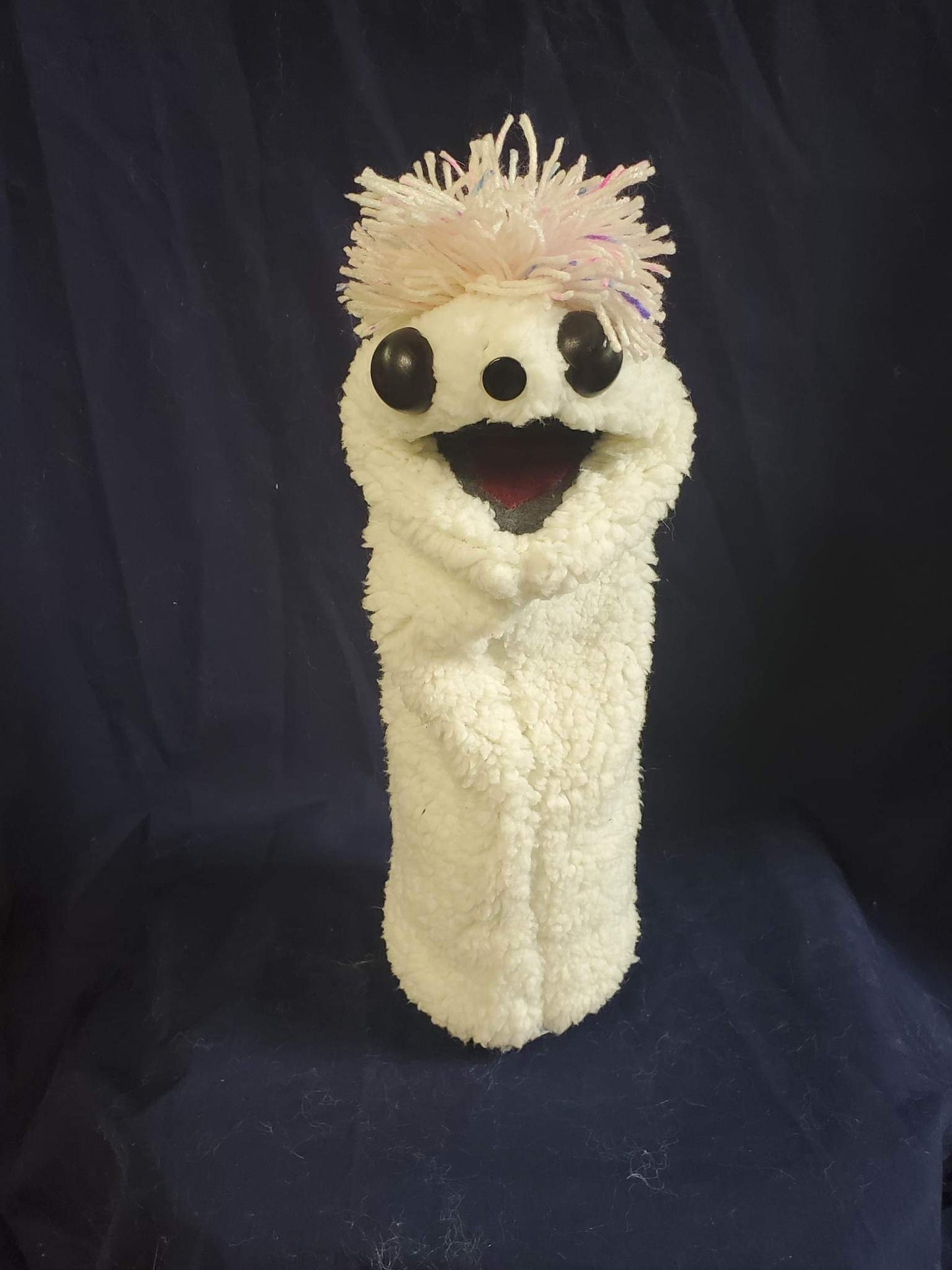 Curly Fur Cream Colored Puppet