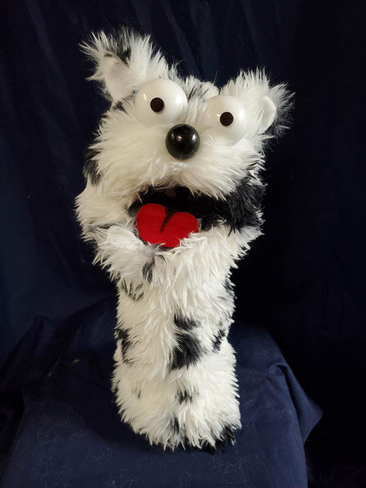 Black & White Spotted Puppy Puppet