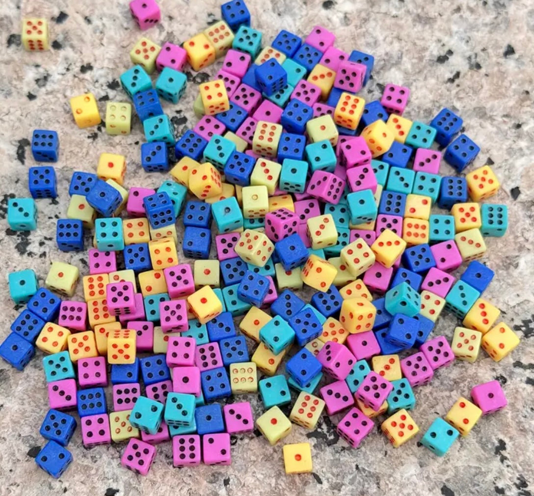 Mini Resin / 3D Print - Tiny Dice - Assorted Colors #107187