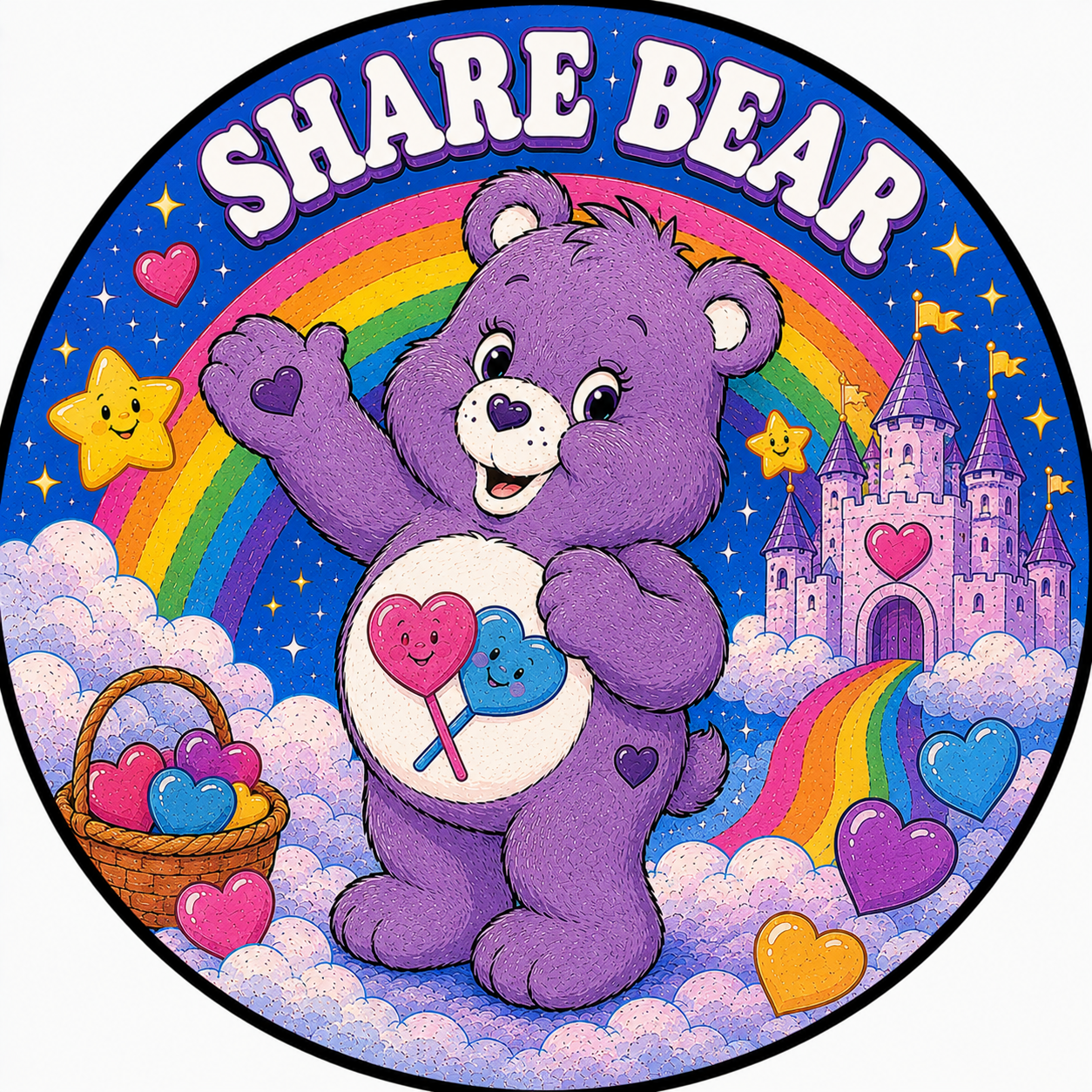 Button - 80s Theme - Care Bears - Share Bear