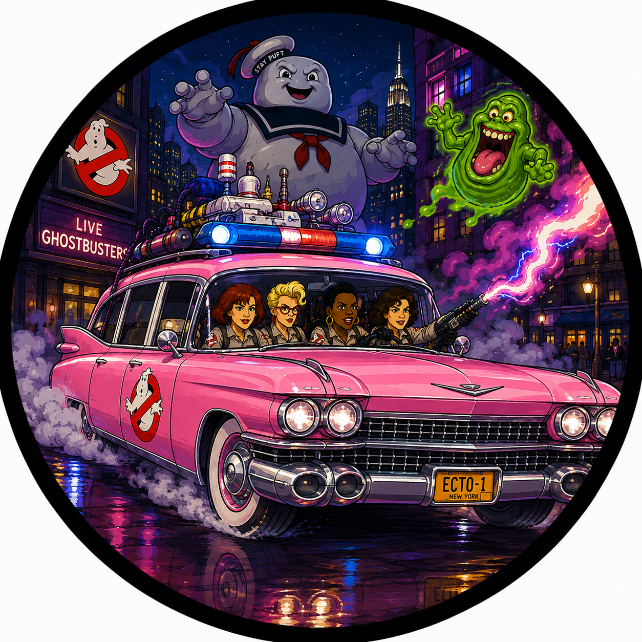 Buttons - Ghostbusters - Pink Ecto1 #108169