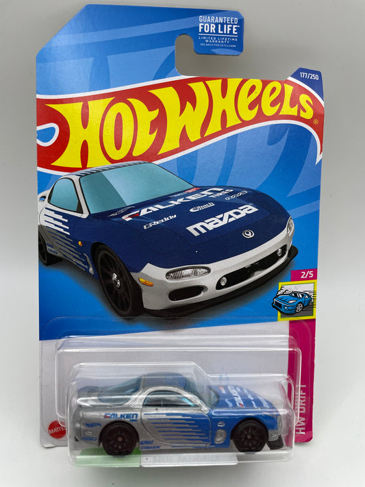 Hot Wheels - Drift - #177 2/5 ‘95 Mazda RX7 Blue 2022 #103111