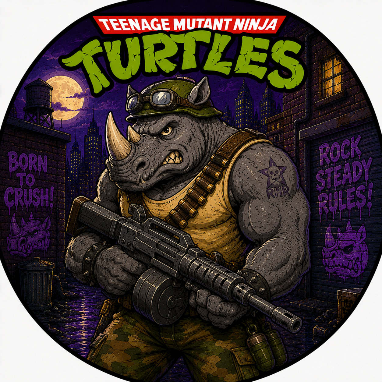Button - 80s Theme - Teenage Mutant Ninja Turtles - Rocksteady