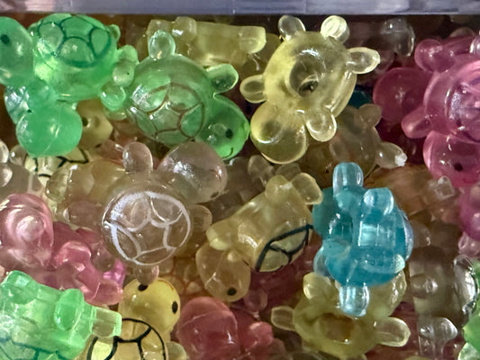 Mini Resin / 3D Print - Transparent Turtles - Assorted Colors #107209