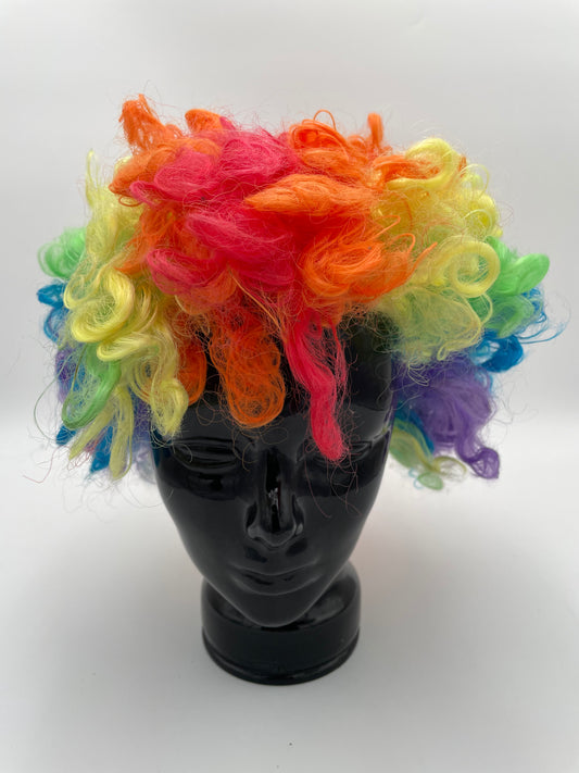 Halloween Wig - Vintage 1990s - Rainbow Clown Curls #100497