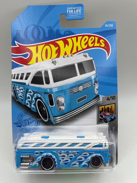 Hot Wheels - Metro #55 4/10 Surfin’ School Bus White/Blue 2021 #103152