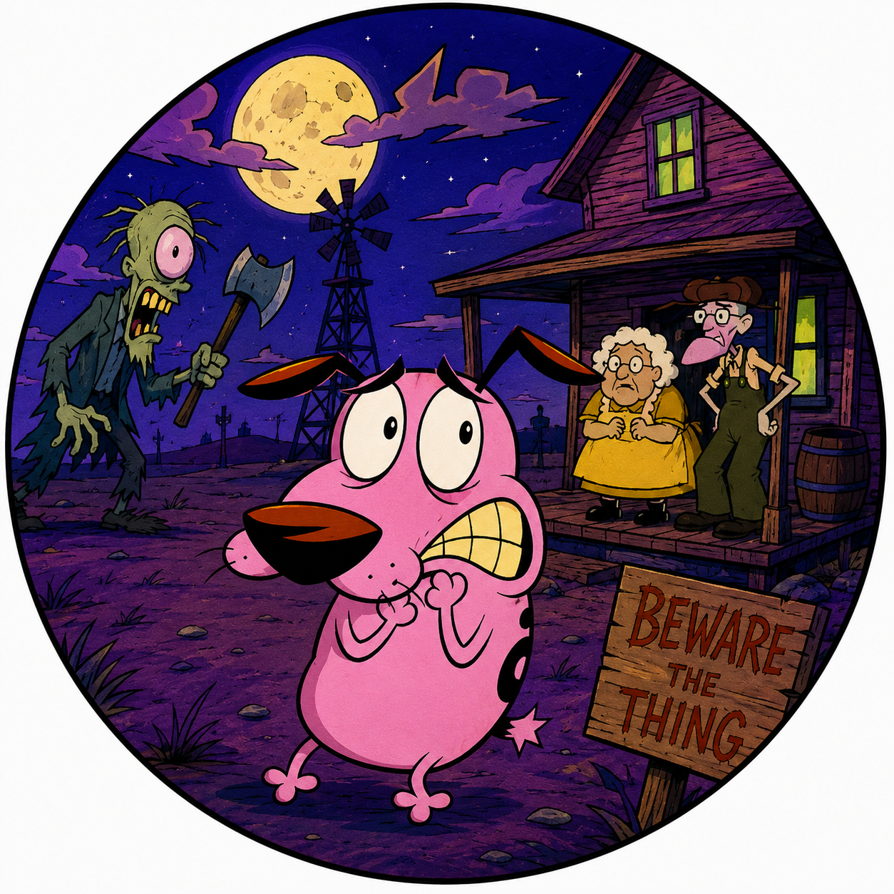 Button - 90s Theme - Courge the Cowardly Dog - Afraid