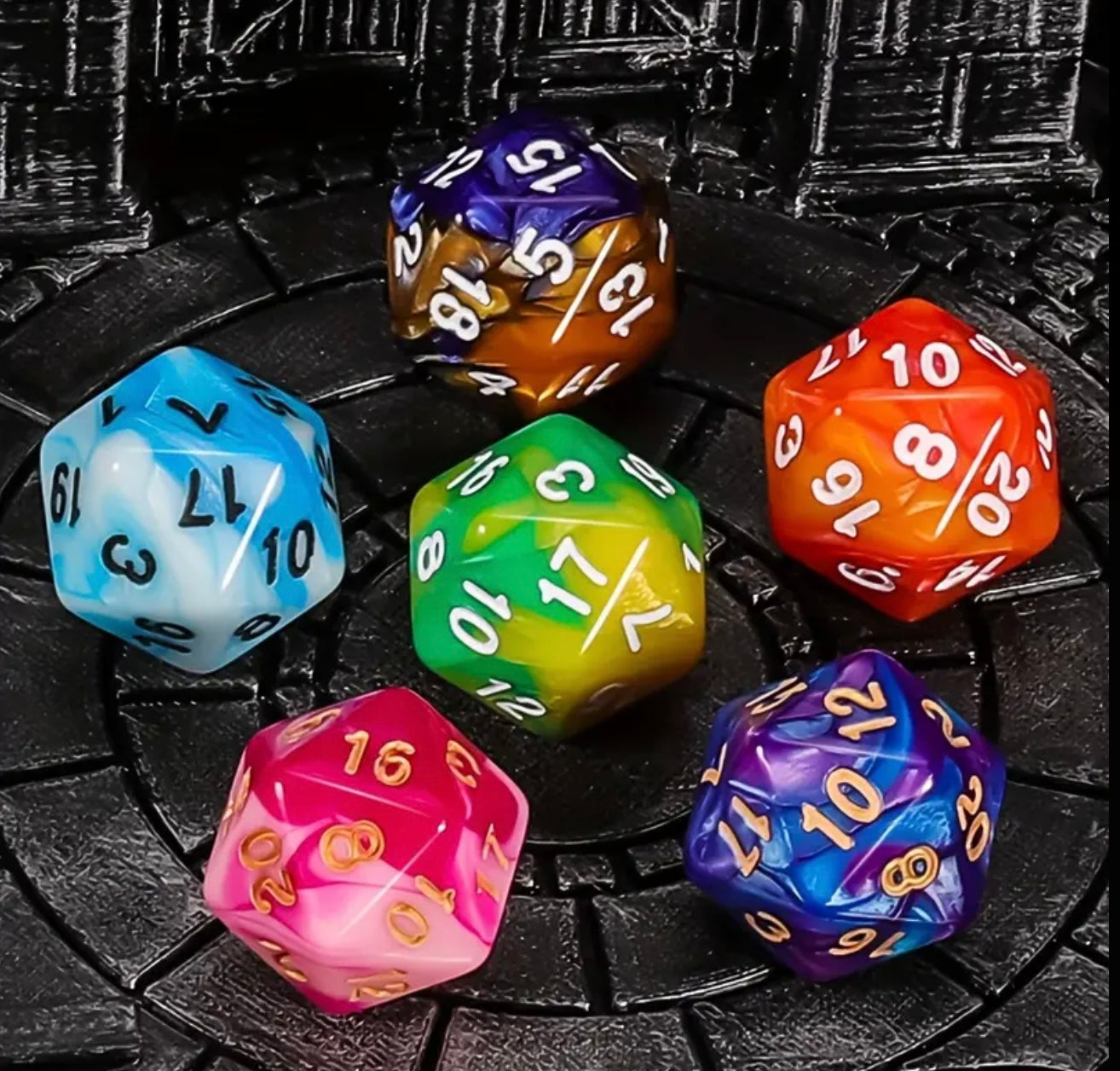 D&D Dice - Animal Set - Blue/Pink Owl #106643