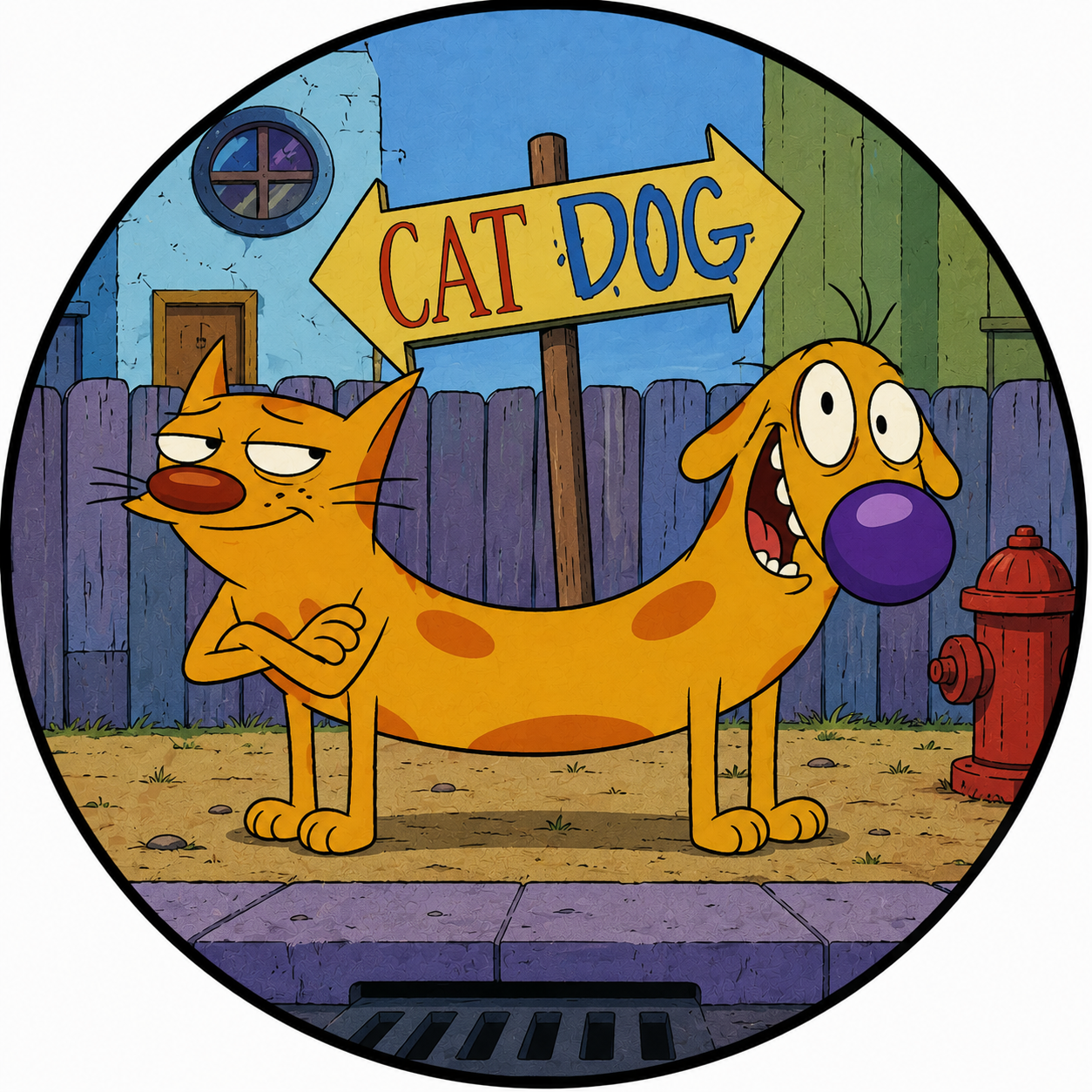 Button - 90s Theme - Cat Dog