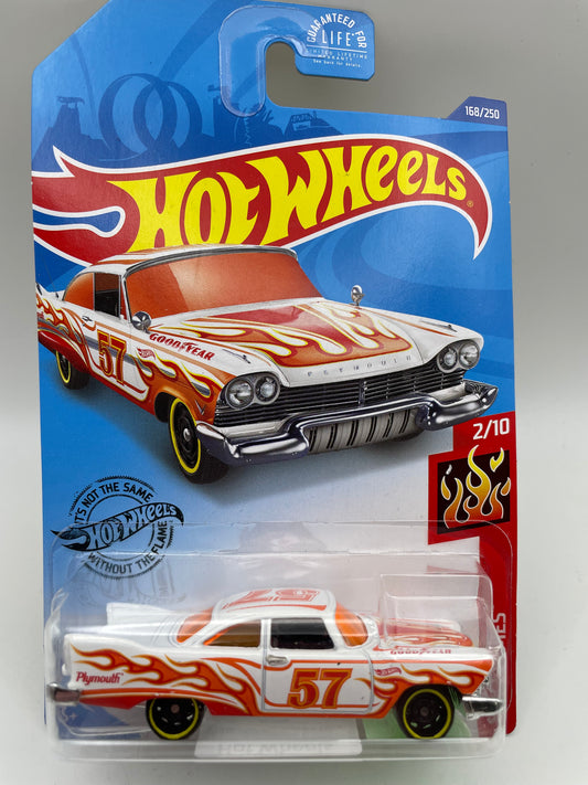 Hot Wheels - Flames #168 2/10 ‘57 Plymouth Fury White 2020 #103123