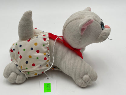 Pound Purries - White Cat w/ Polka Dot Overalls Plush 1985 #103889