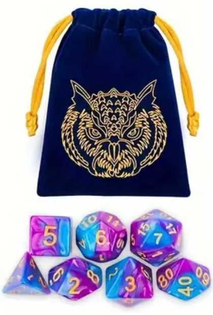 D&D Dice - Animal Set - Blue/Pink Owl #106643