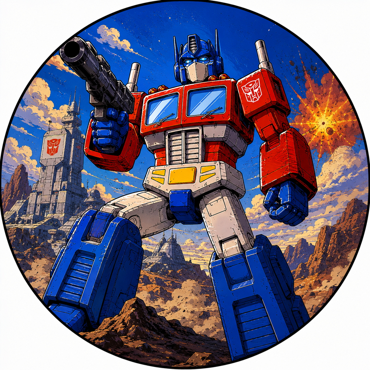 Button - 80s Theme - Transformers - Optimus Prime