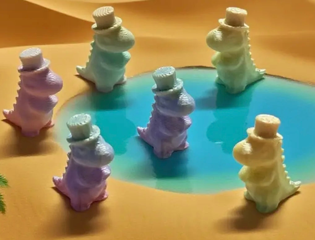 Mini Resin / 3D Print - Top Hat Dinosaurs - Assorted Colors #107215