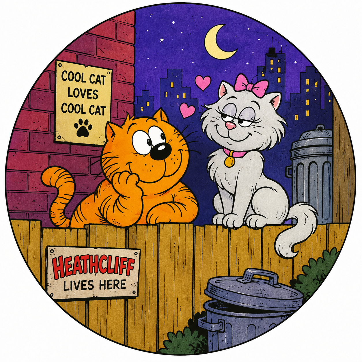 Button - 80s Theme - Heathcliff & Sonja