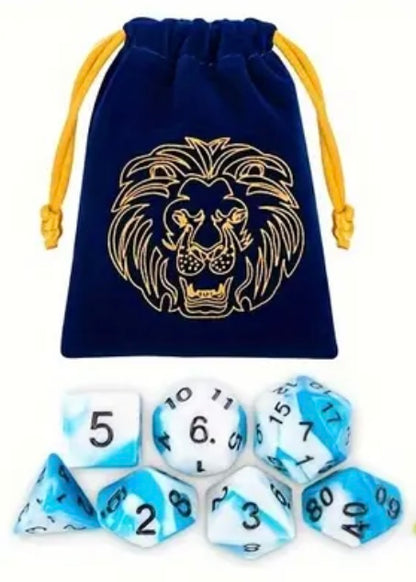 D&D Dice - Animal Set - Blue/White Lion #106639