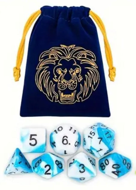 D&D Dice - Animal Set - Blue/White Lion #106639