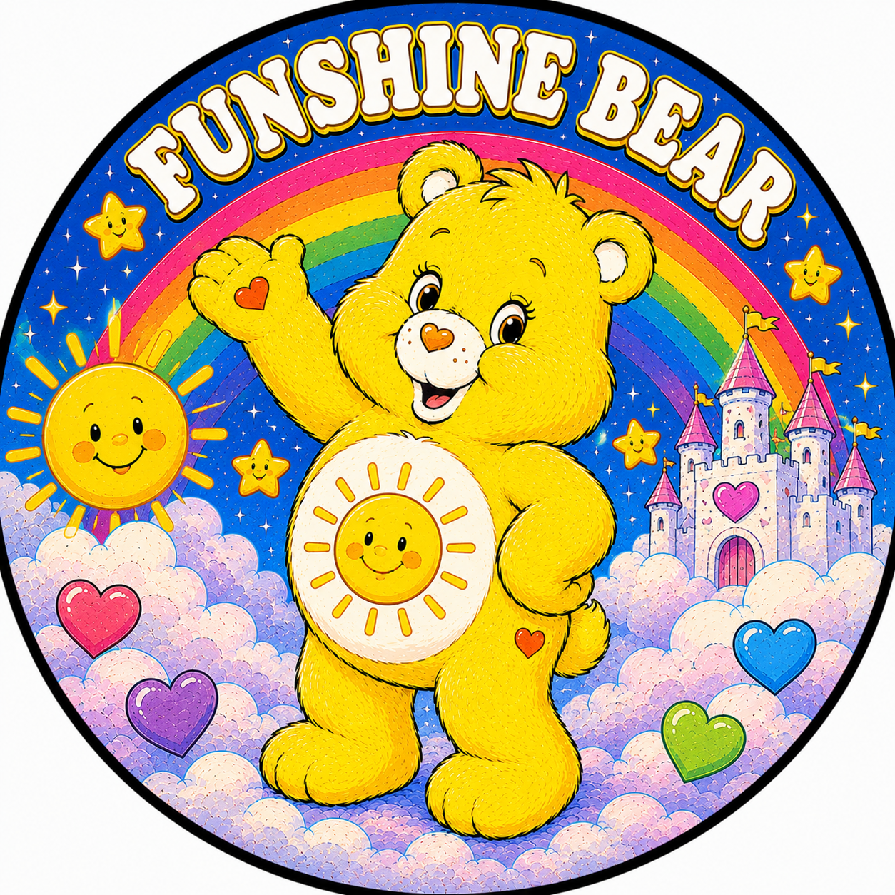 Button - 80s Theme - Care Bears - Funshine Bear