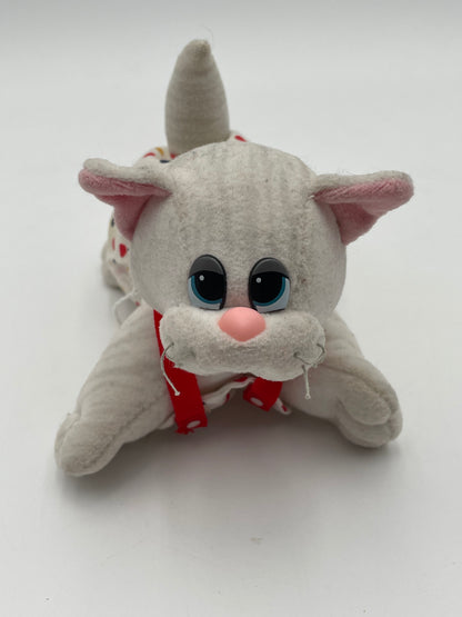 Pound Purries - White Cat w/ Polka Dot Overalls Plush 1985 #103889