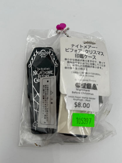 Nightmare Before Christmas - Paper Stamp Holder Coffin Keychain - Stock 1990s #105397