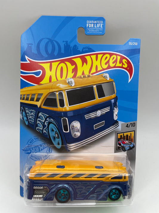 Hot Wheels - Metro #55 4/10 Surfin’ School Bus Yellow/Blue 2021 #103151