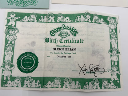 Cabbage Patch - Birth Certificate / Adoption Papers - Glenn Brian 1984 #105366