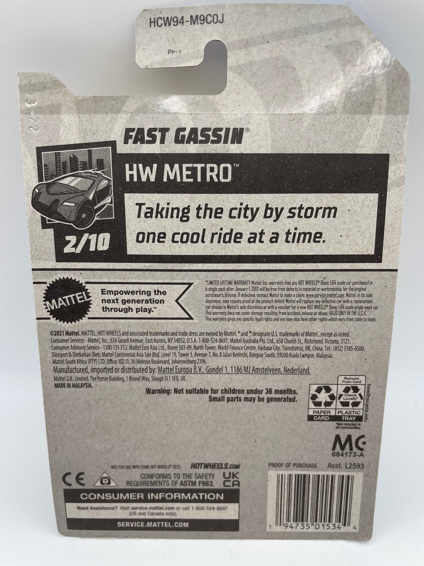 Hot Wheels - Metro #6 2/10 Fast Gassin Black/Red 2022 #103141