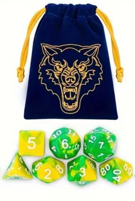 D&D Dice - Animal Set - Green/Yellow Werewolf #106640