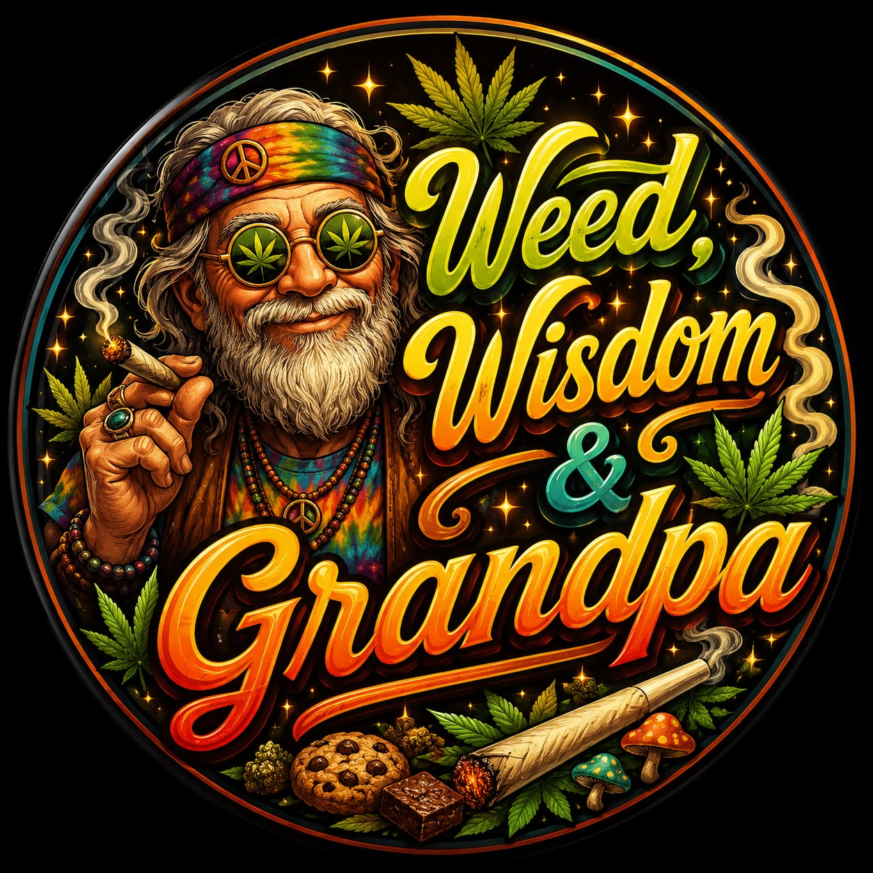 Buttons - WTHC-Radio - Weed Wisdom Grandpa #108029