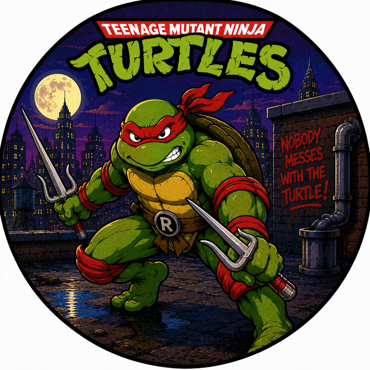 Button - 80s Theme - Teenage Mutant Ninja Turtles - Raphael