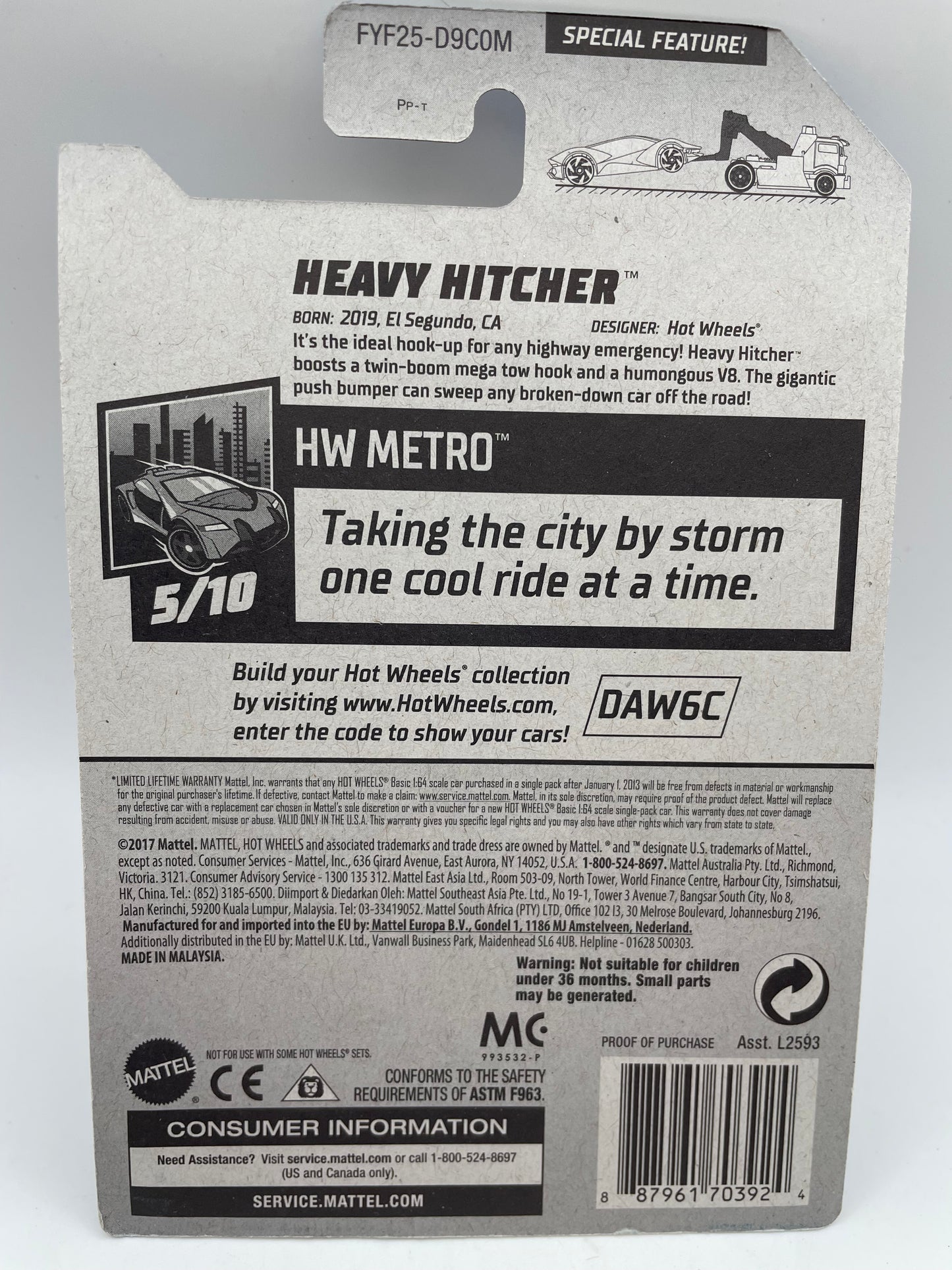 Hot Wheels - Metro #129 5/10 Heavy Hitcher White 2019 #103135