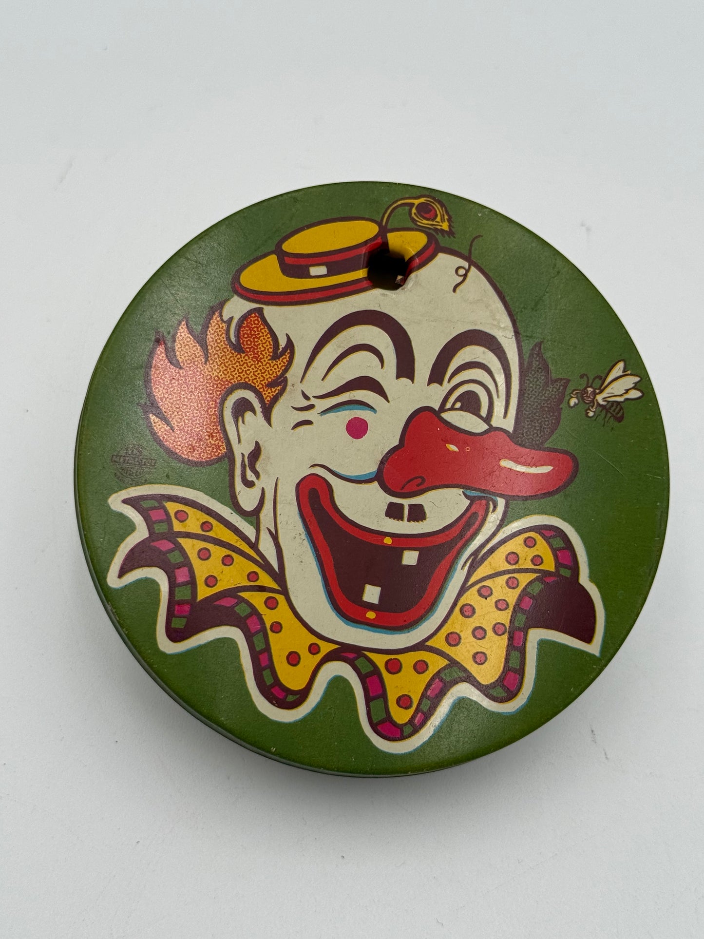 Tin Noisemaker - Vintage - Spinner - Grunge Clown 1950s/60s #105450