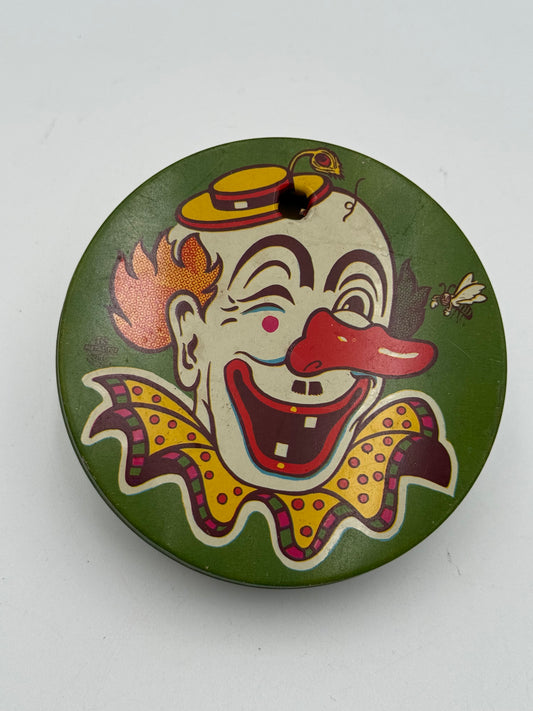 Tin Noisemaker - Vintage - Spinner - Grunge Clown 1950s/60s #105450