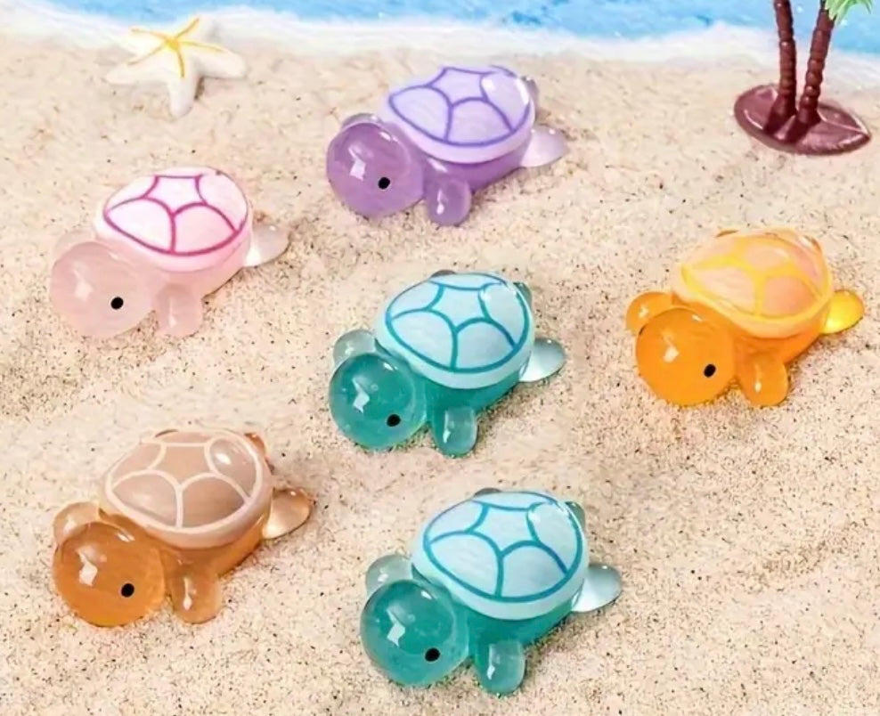 Mini Resin / 3D Print - Transparent Turtles - Assorted Colors #107209