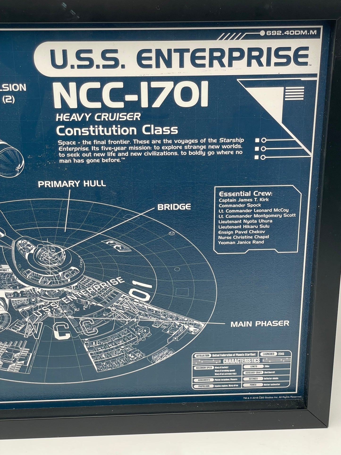 Star Trek - Framed Wall Blueprint - USS Enterprise NCC 1701 -2016 #104539