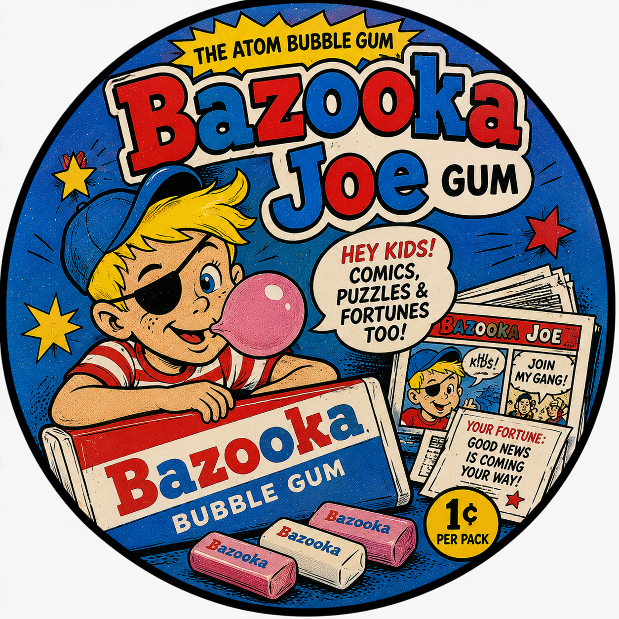 Button - 80s Theme - Bazooka Joe