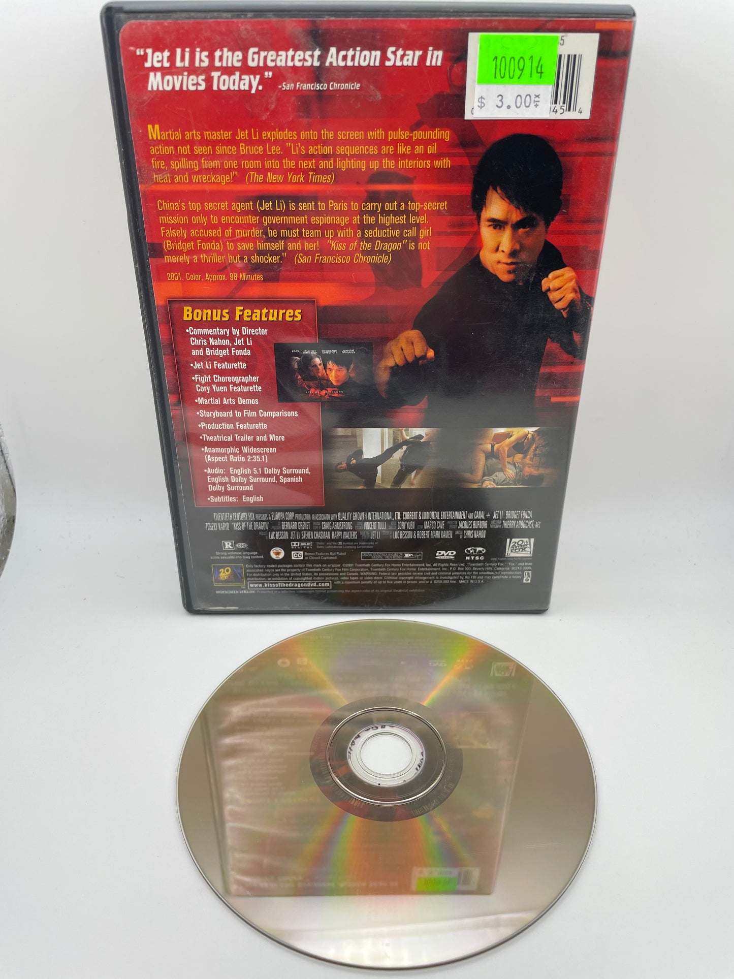 DVD - Kiss of the Dragon 2001  #100914