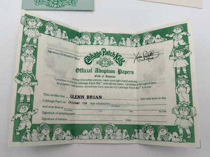 Cabbage Patch - Birth Certificate / Adoption Papers - Glenn Brian 1984 #105366