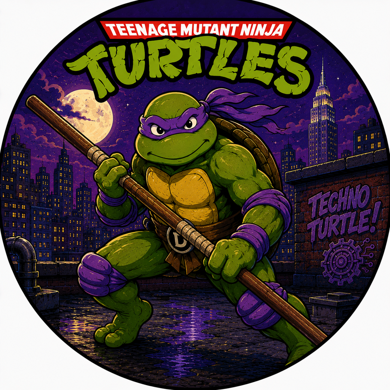 Button - 80s Theme - Teenage Mutant Ninja Turtles - Donatello