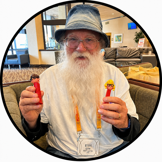 Button - The PEZ Outlaw - Steve Holding PEZ #108182