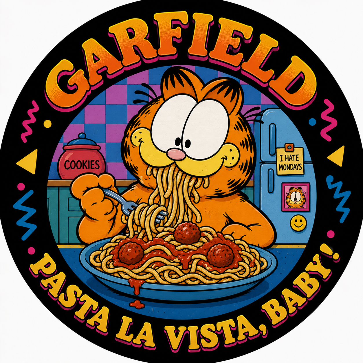 Button - 80s Theme - Garfield - Pasta La Vista, Baby!