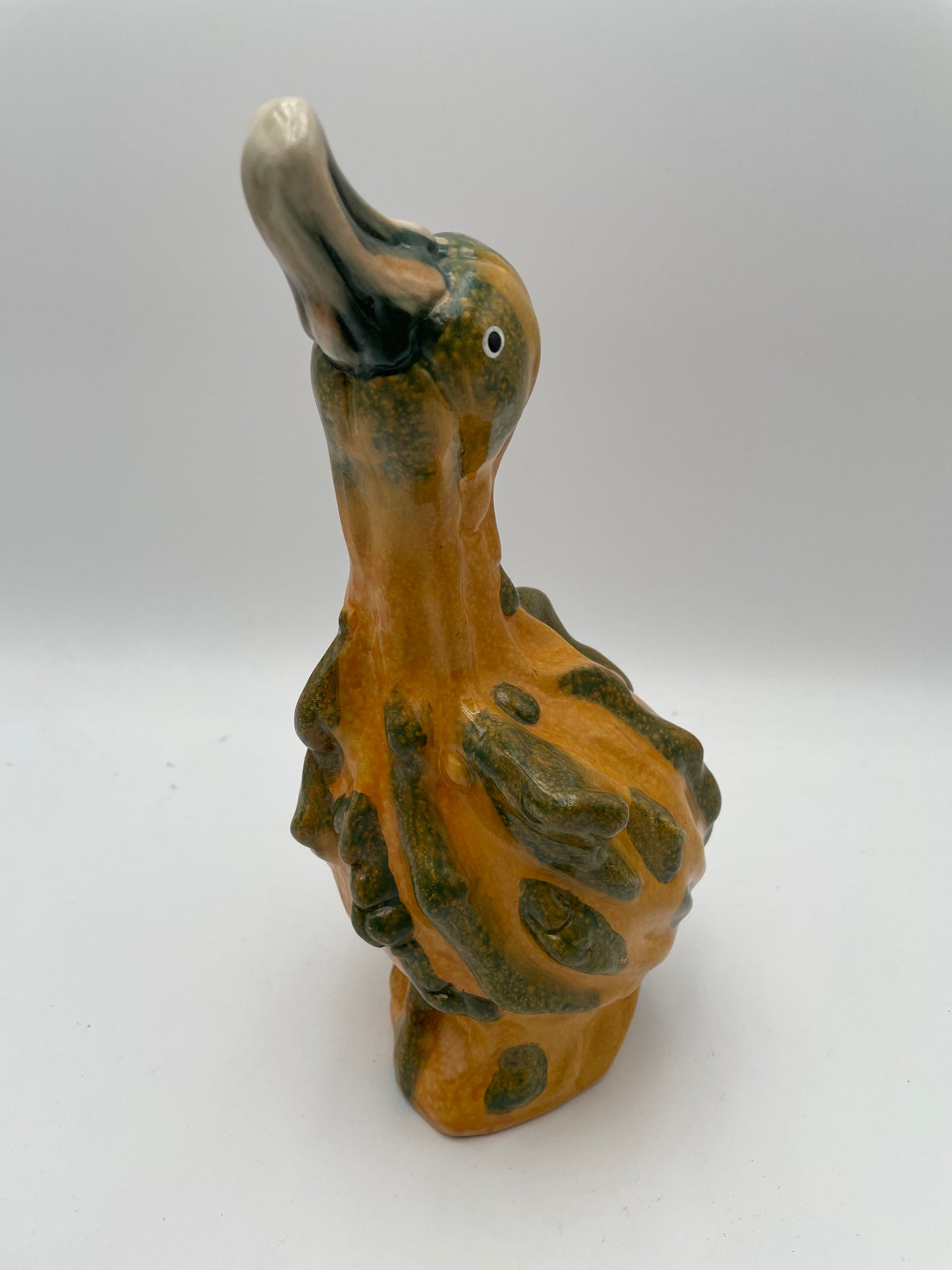 Vintage Redware Ceramic Gourd Duck Pair