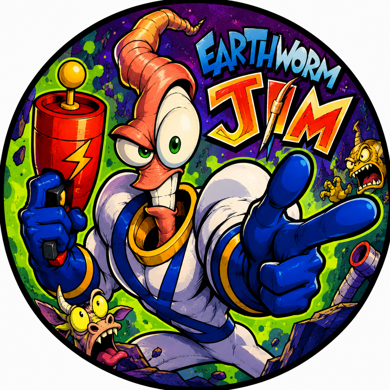 Button - 90s Theme - Earthworm Jim