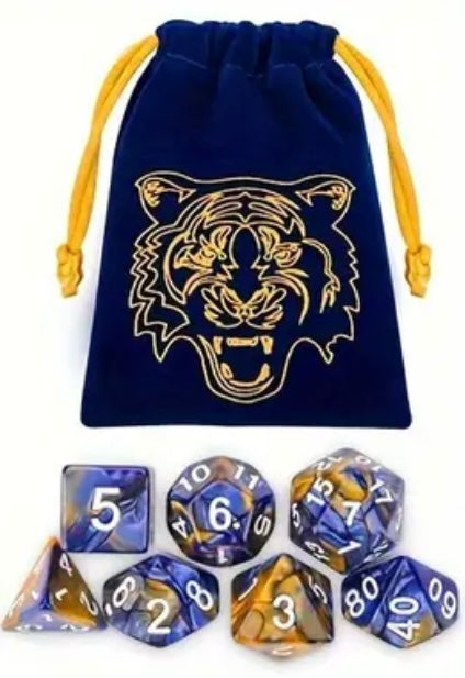 D&D Dice - Animal Set - Blue/Gold Tiger #106641