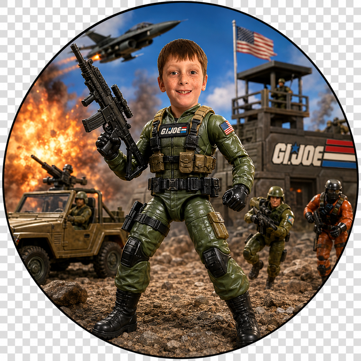 Button You - Custom Toy Action Figure - 2 1/4” Button - 1pc