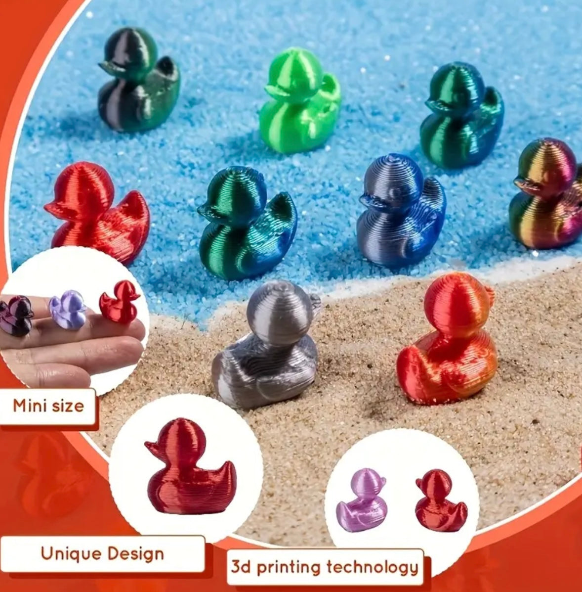 Mini Resin / 3D Print - Ducks - Assorted Colors #107193