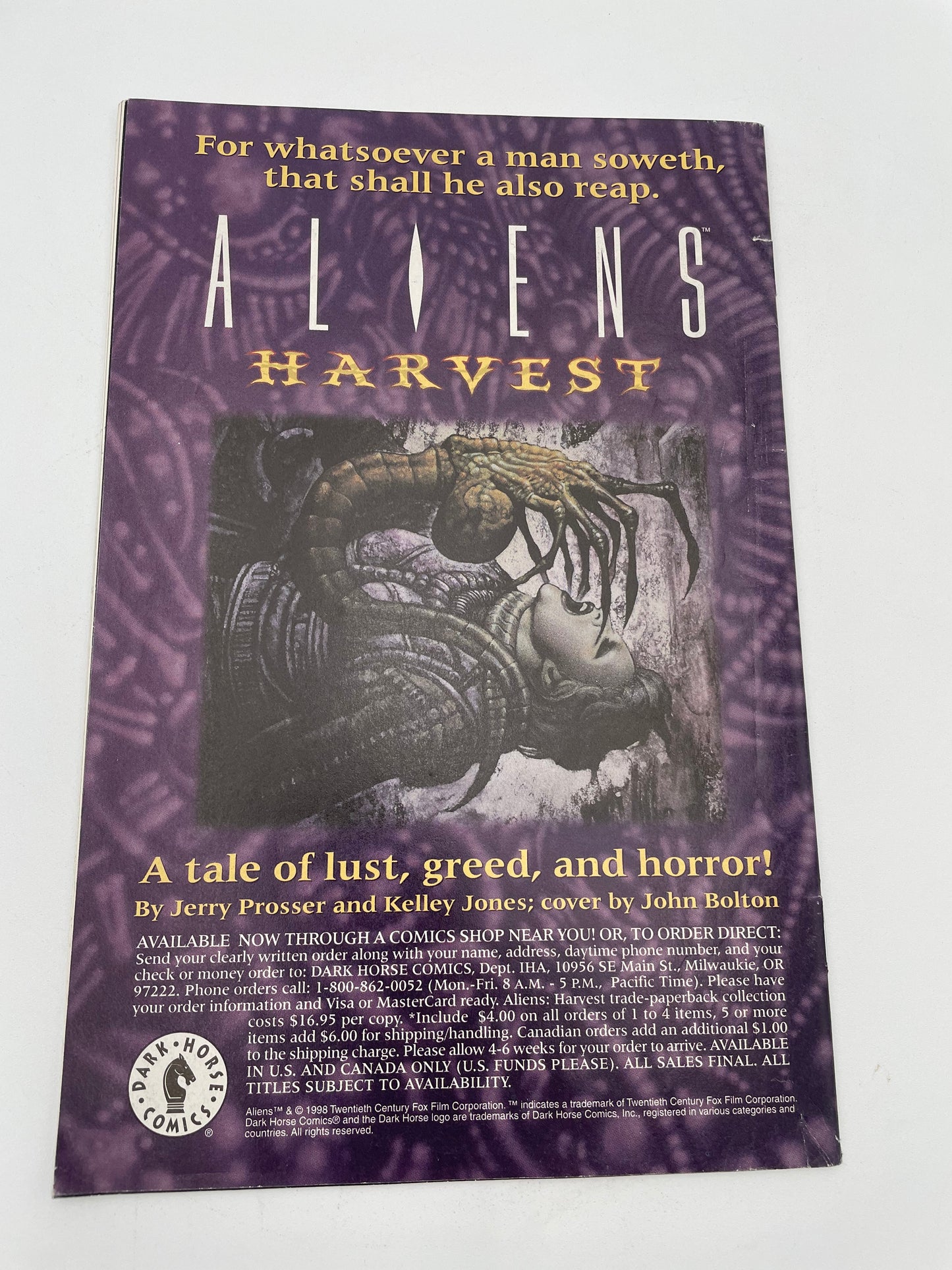Dark Horse Comics - Aliens - Survival #2 of 3 March 1998 #102399
