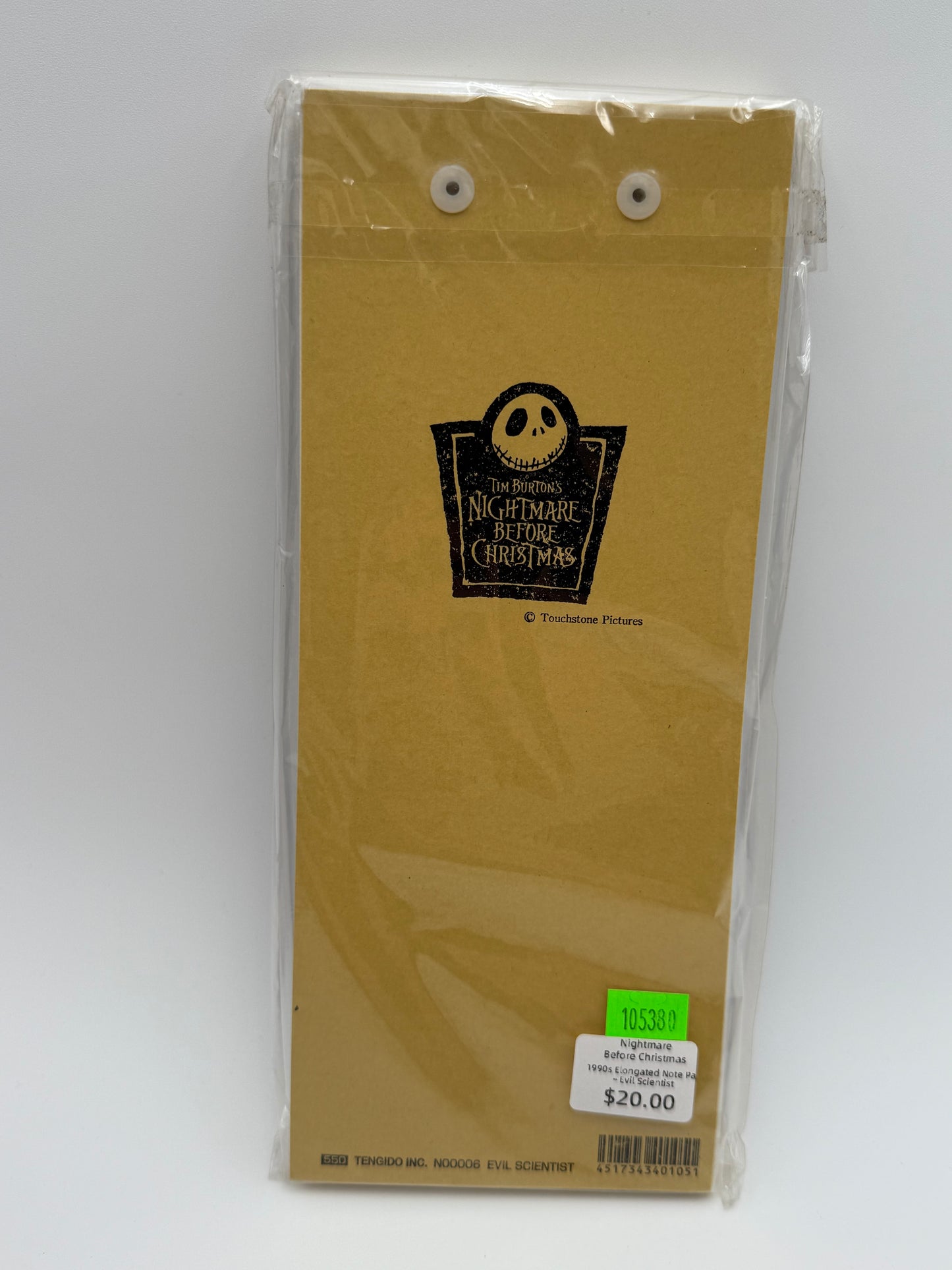 Nightmare Before Christmas - Elongated Note Pad - Evil Scientist 1990s #105380