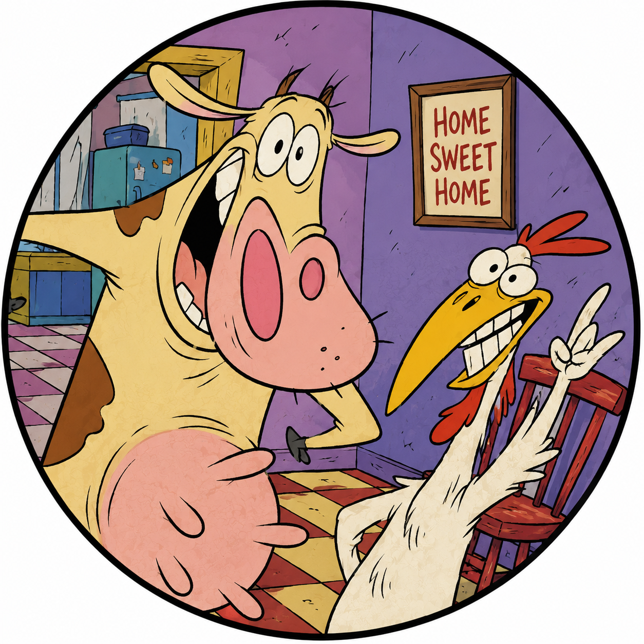 Button - 90s Theme - Cow & Chicken